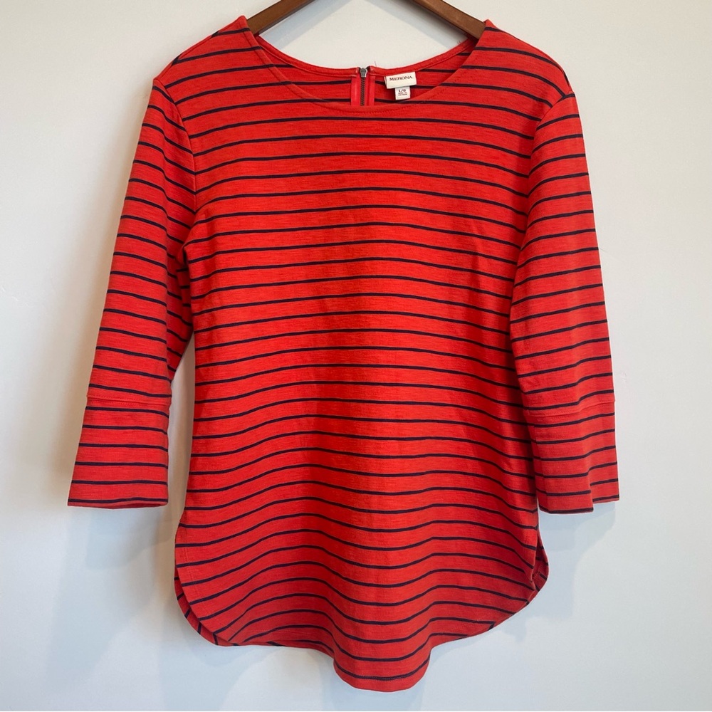 Merona orange with navy stripe top Size: L